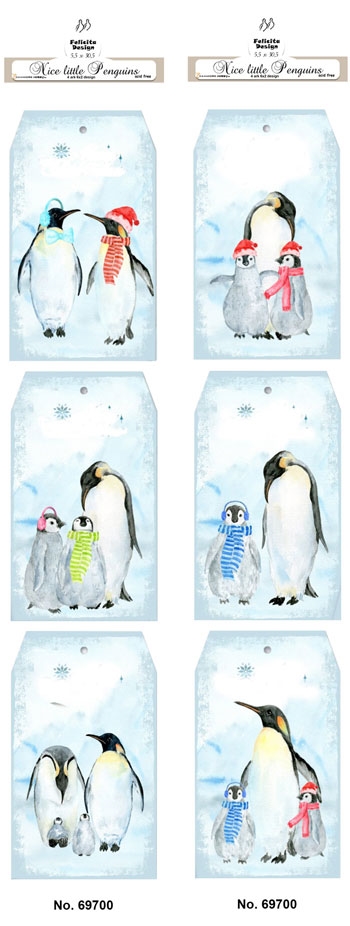   Felicita Design Gave/manilla mærker med pingviner 6x2 design 4,2x8,3cm